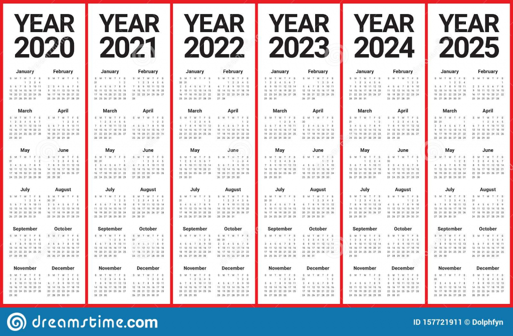 Free 2020 To 2024 Calendar