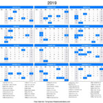 Calender For 2019 To 2024