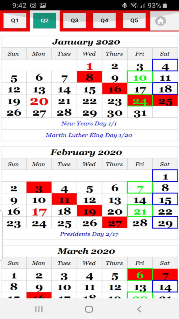 Nalc Days Off Calendar 2024