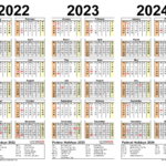 Yearly Calendar 2022-2024