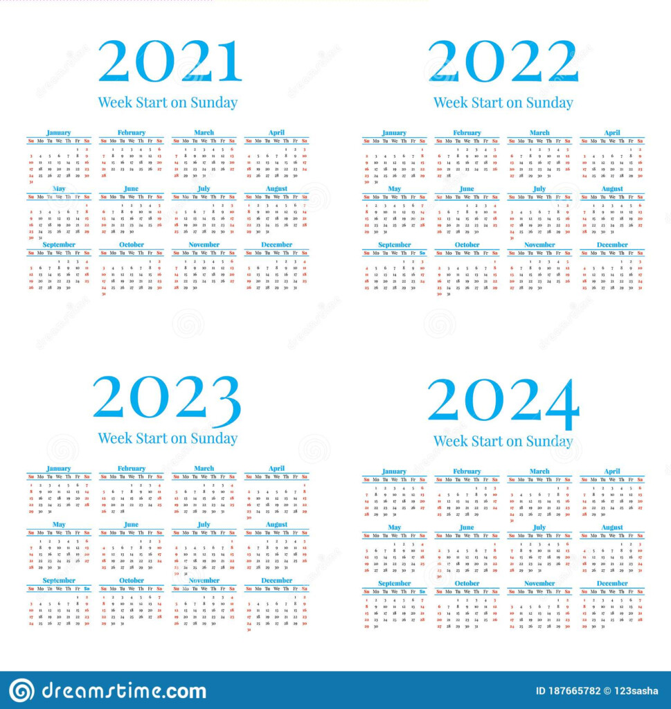 Yearly Calendar 2021 To 2024