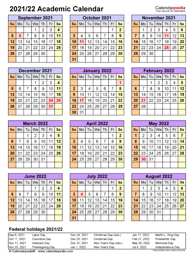 2021 And 2024 School Calendar