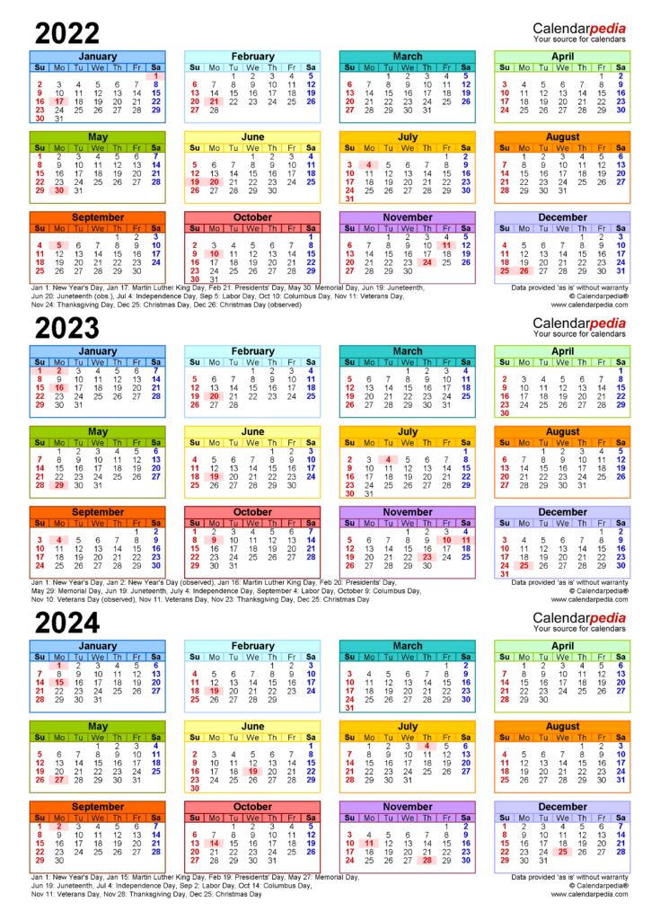 2022 - 2024 Calendar