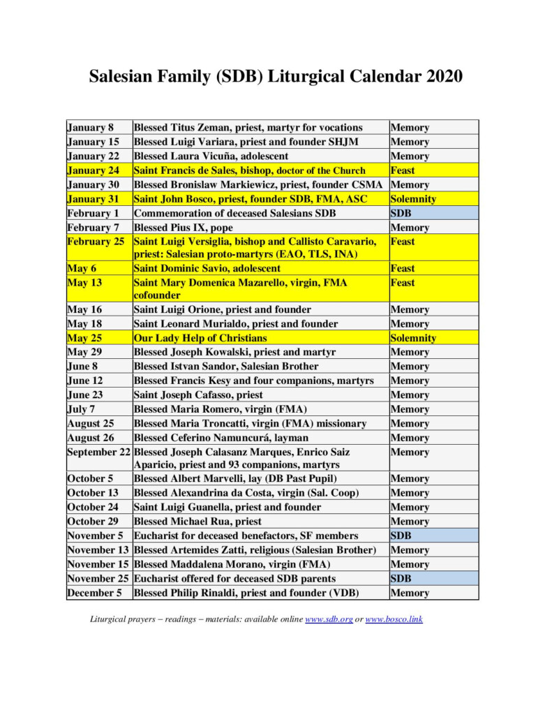 Liturgical Calendar 2024 With Readings