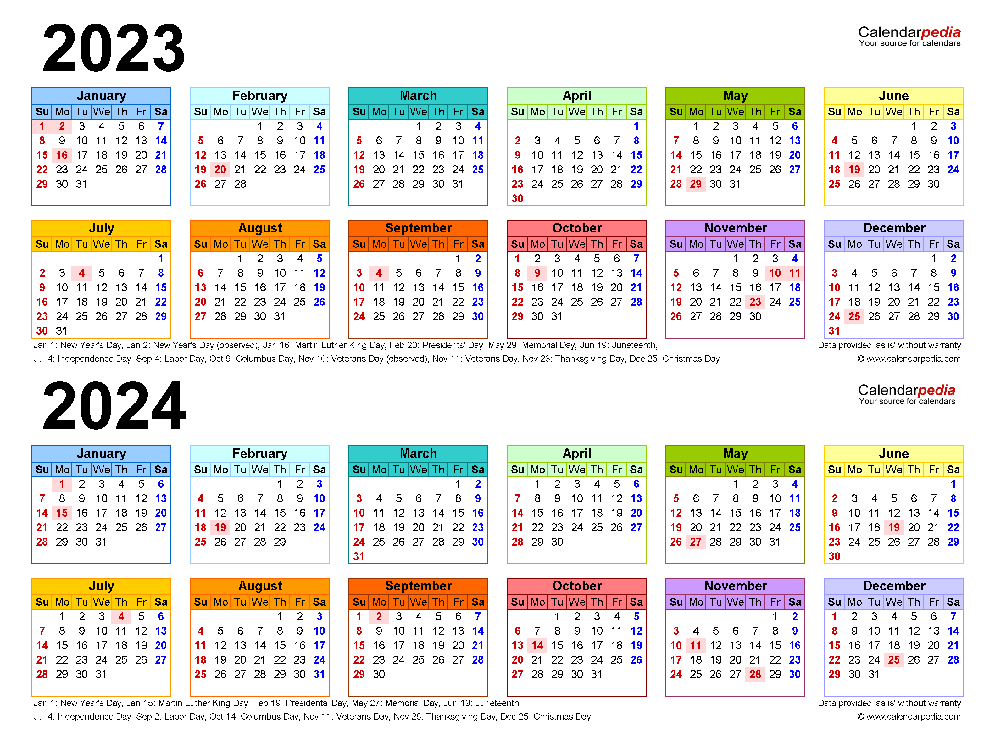 2023 And 2024 Pocket Calendar Printable Calendar 2023