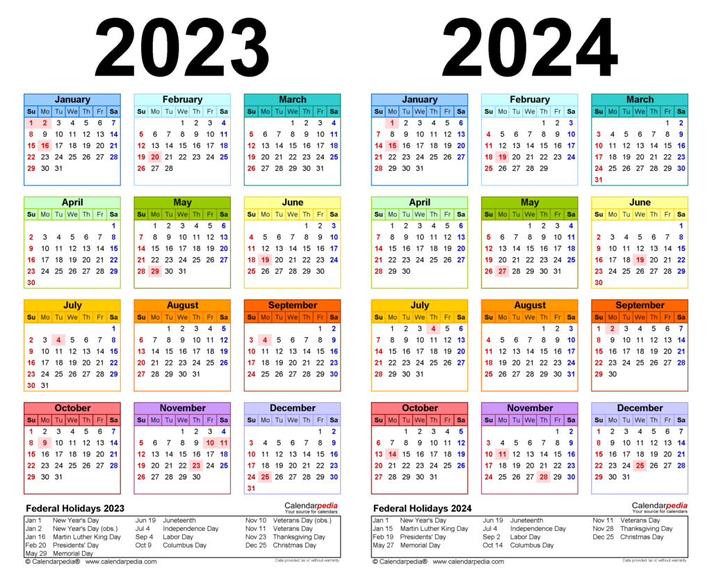 2023 - 2024 Calendar