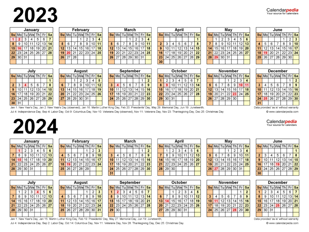 2024 Calendar 2023 Printable