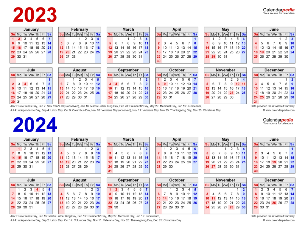 2023 Calendar 2024