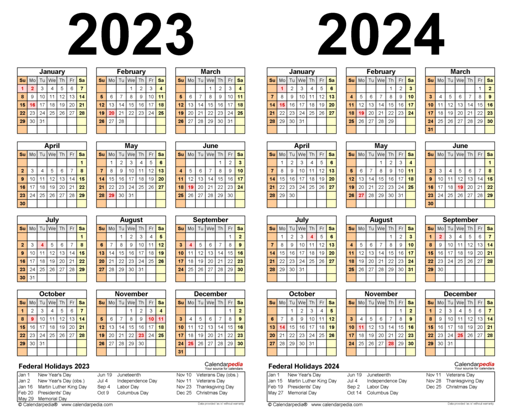 2023 Calendar 2024