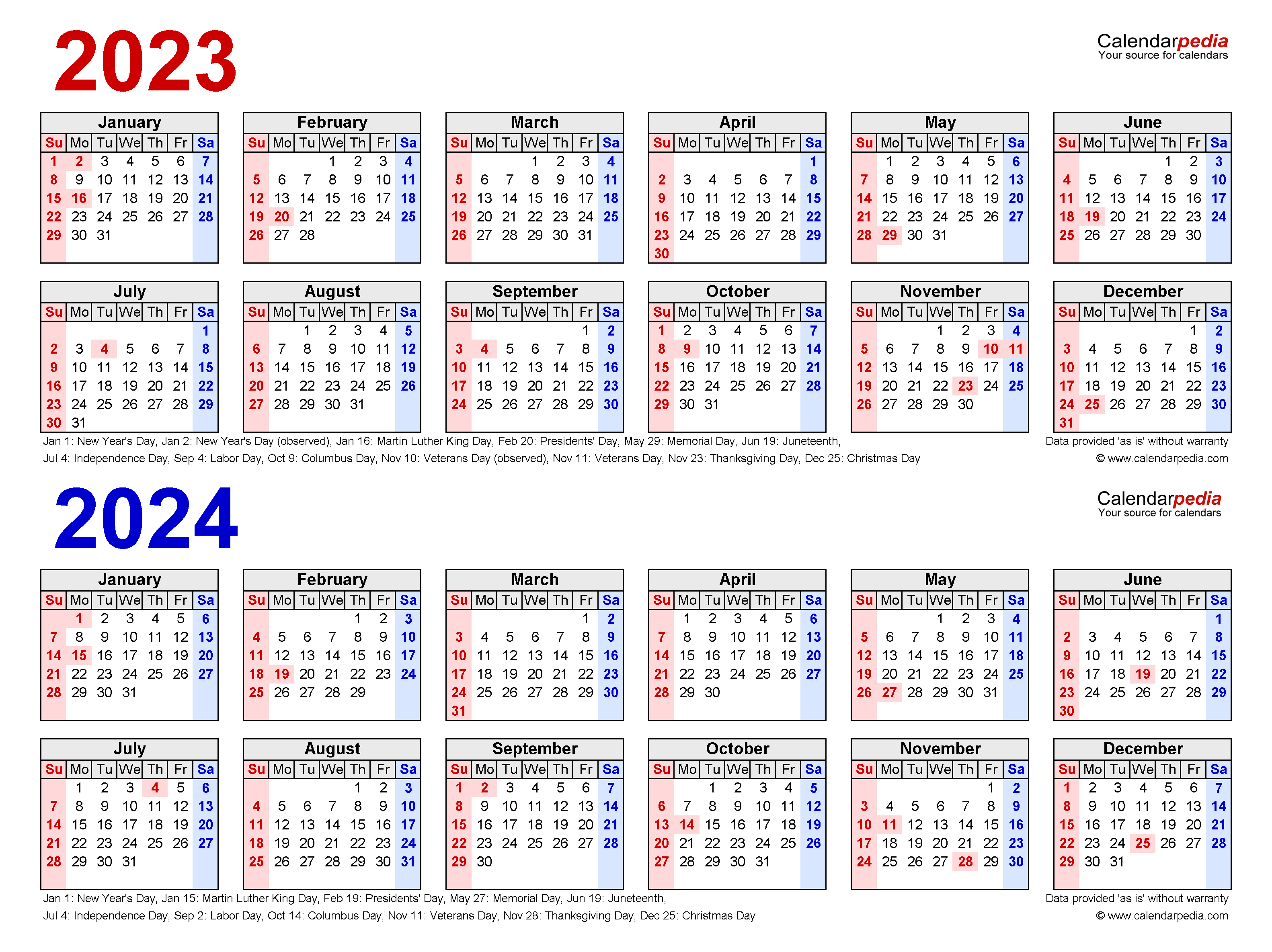 2023 To 2024 Calendar - 2024 Calendar Printable