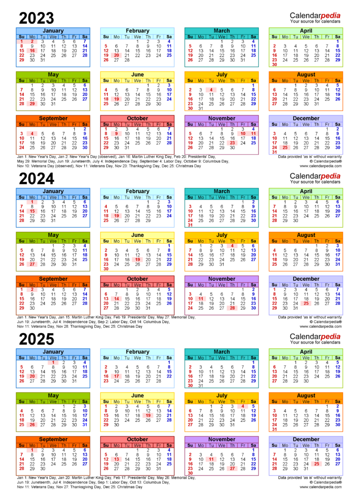 2023 2024 2025 Calendar