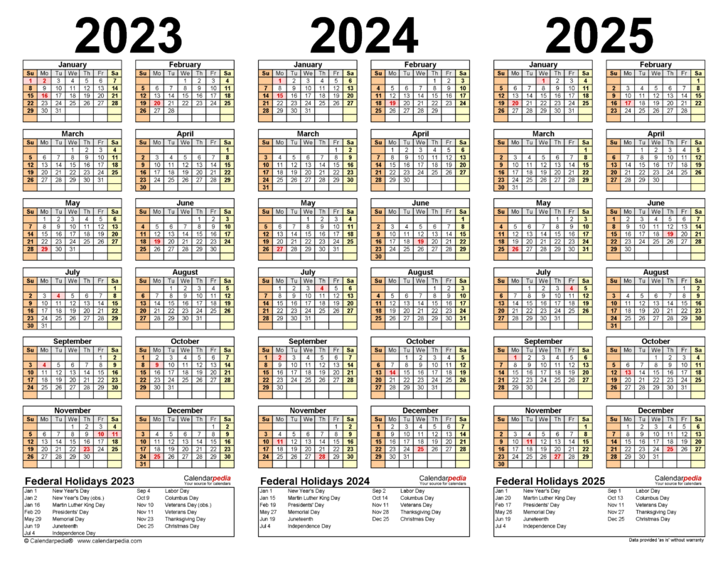 2023 2024 2025 Calendar