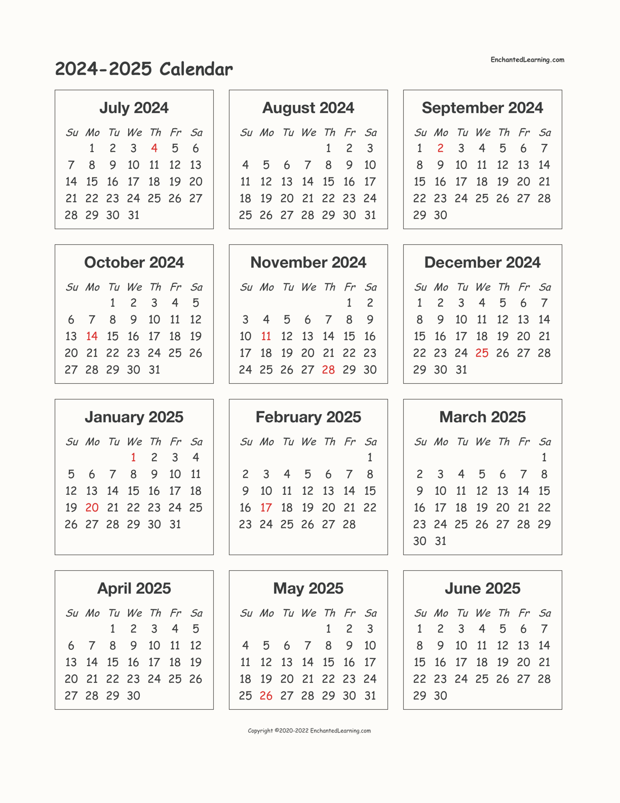 2024-2025 School Calendar - 2024 Calendar Printable
