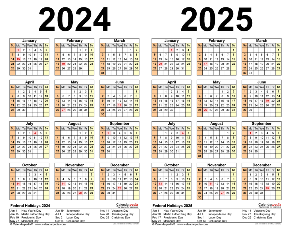 2 Year Calendar 2024 2025