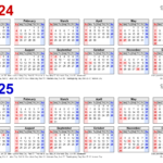 Calendar 2024 To 2025