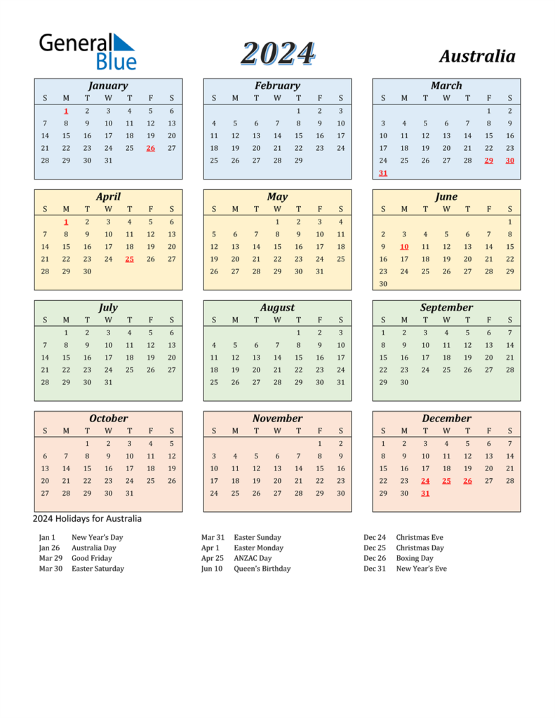 Free 2024 Calendar With Holidays