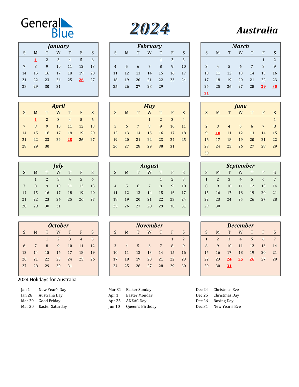 2024 Calendar With Holidays 2024 Calendar Printable