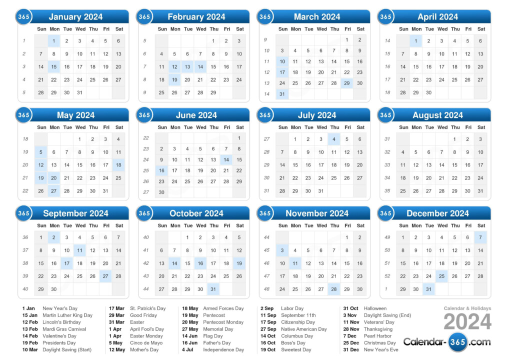 Printable 2024 Calendar By Month