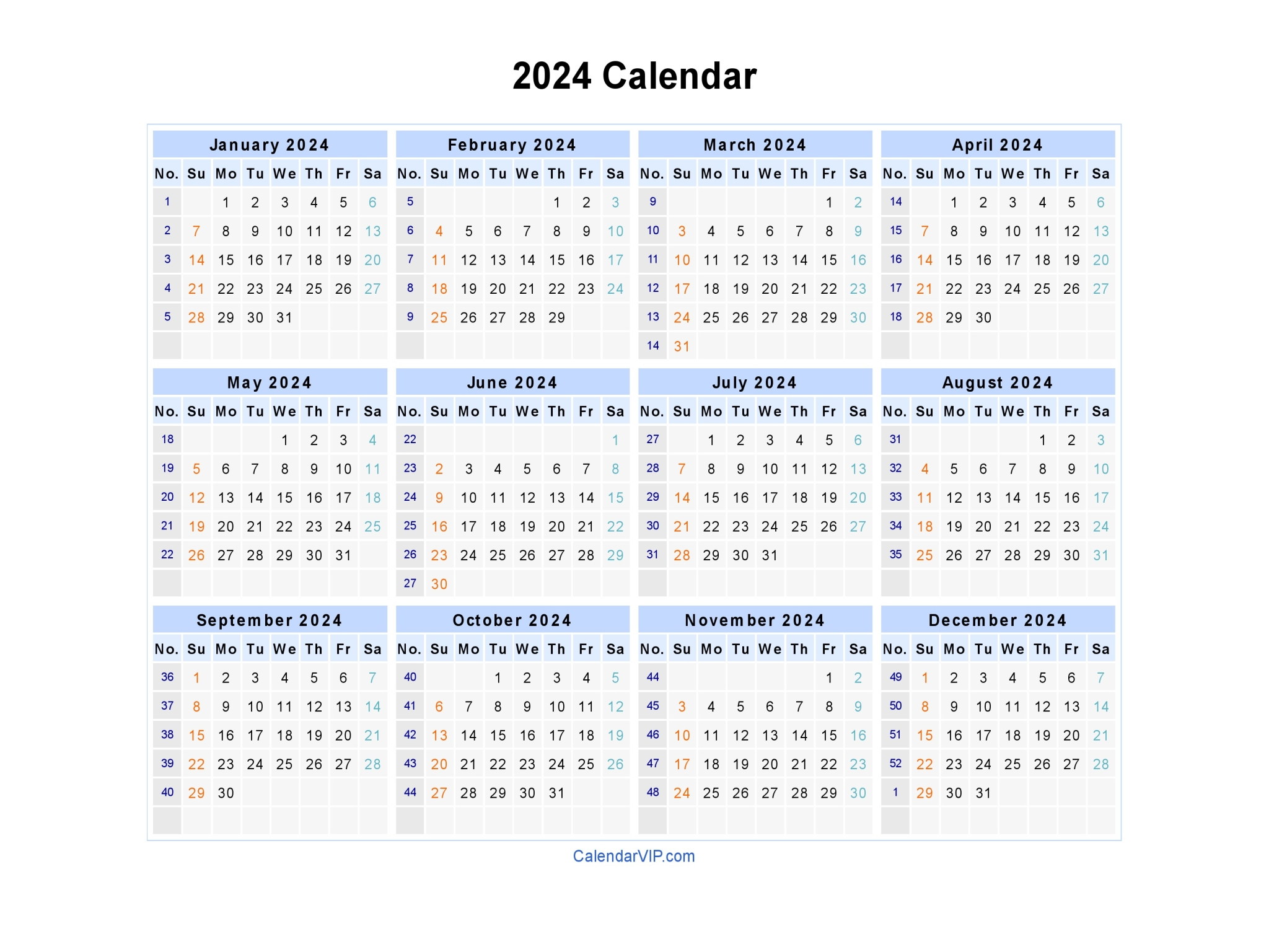 2024 Attendance Calendar Free 2024 Calendar Printable