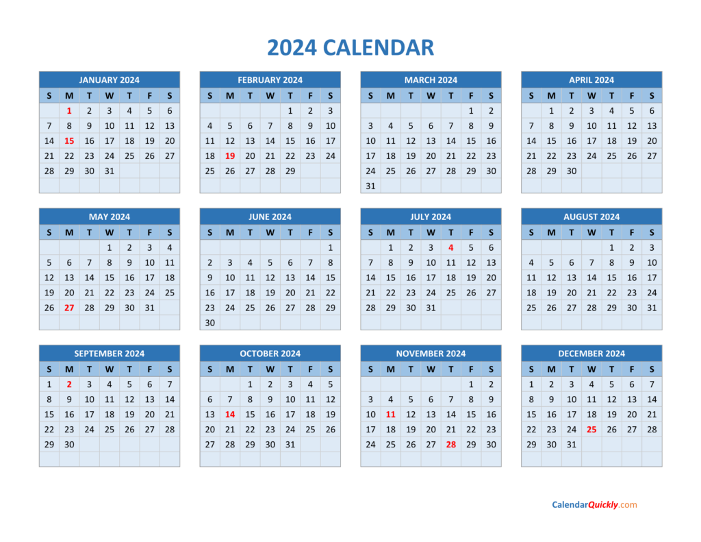 Calendar Months 2024