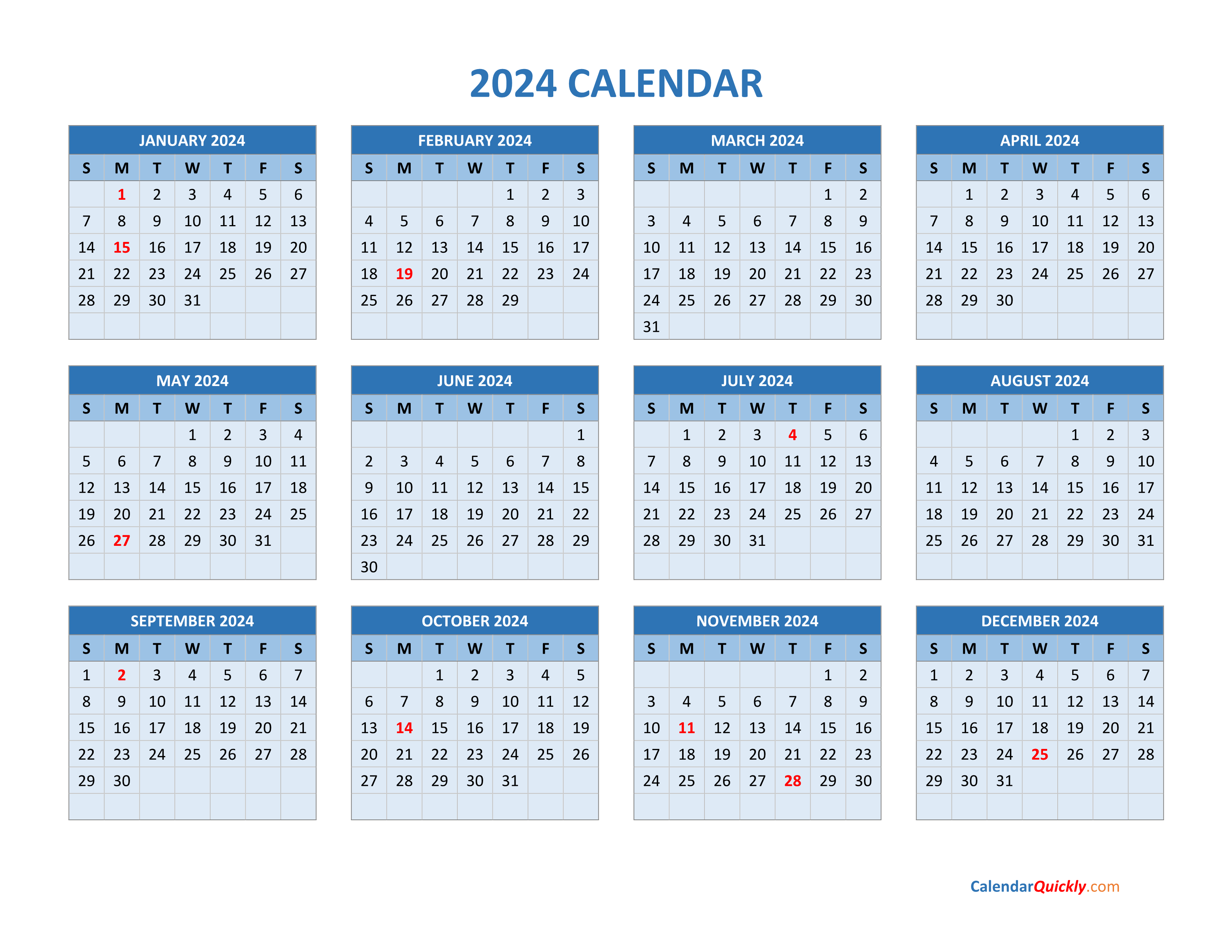 Same Calendar As 2024 - 2024 Calendar Printable