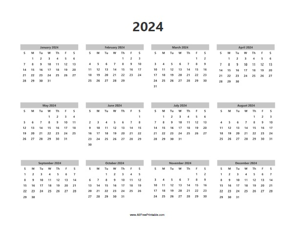 2024 Calendar Free Printable - 2024 Calendar Printable