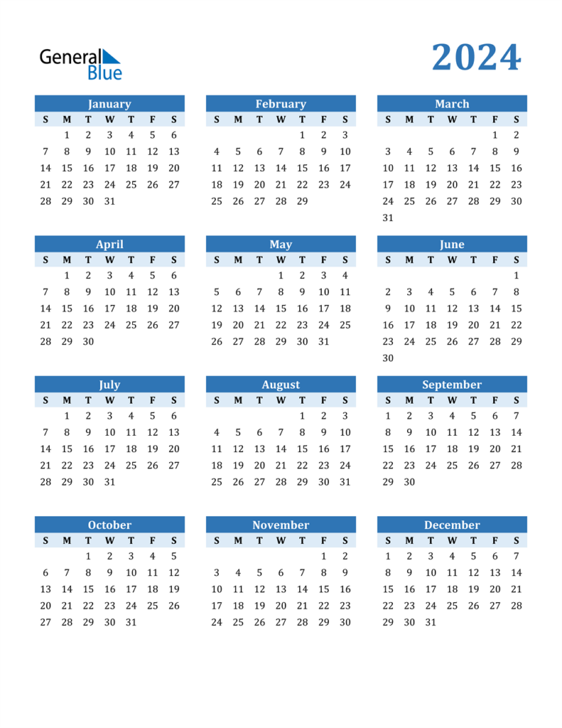 2024 Calendar Printable