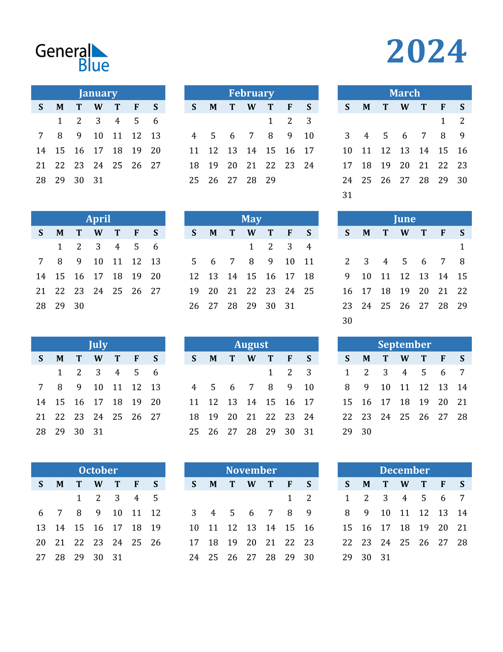 2024 Calendar Printable Pdf 2024 Calendar Printable