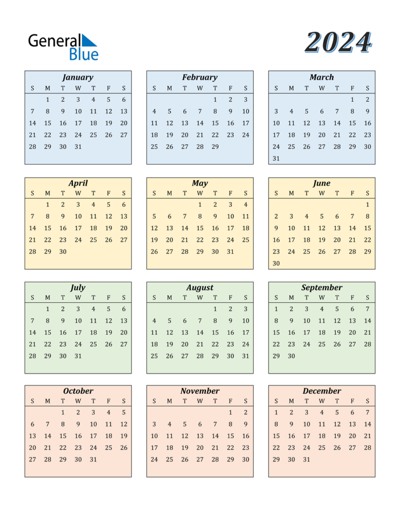 Monthly Calendar 2024 Printable Free