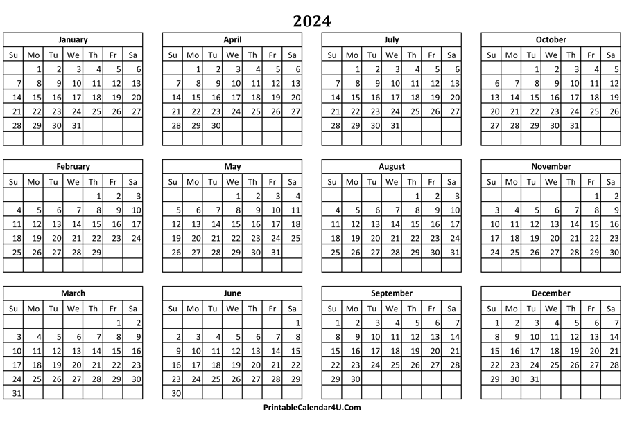 Free 2020 To 2024 Calendar