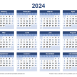 2024 Yearly Calendar Printable Free