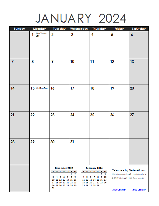 Monthly Free Printable 2021 And 2024 Calendar Printable - 2024 Calendar ...