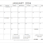 Blank 2024 Monthly Calendar