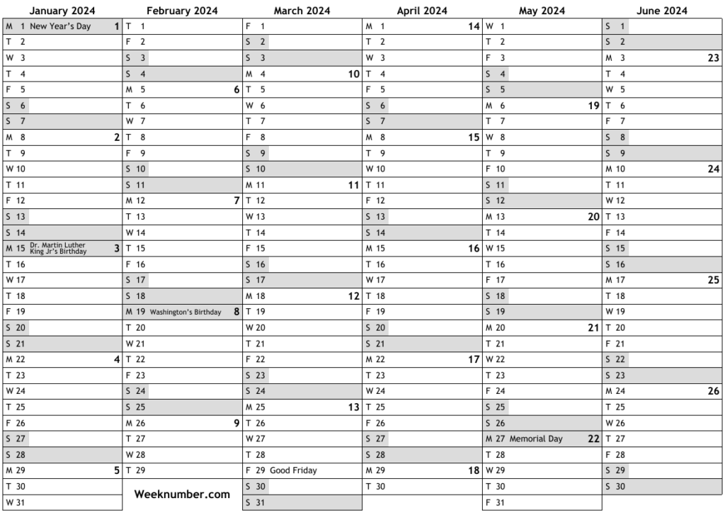 Calendar Of National Days 2024