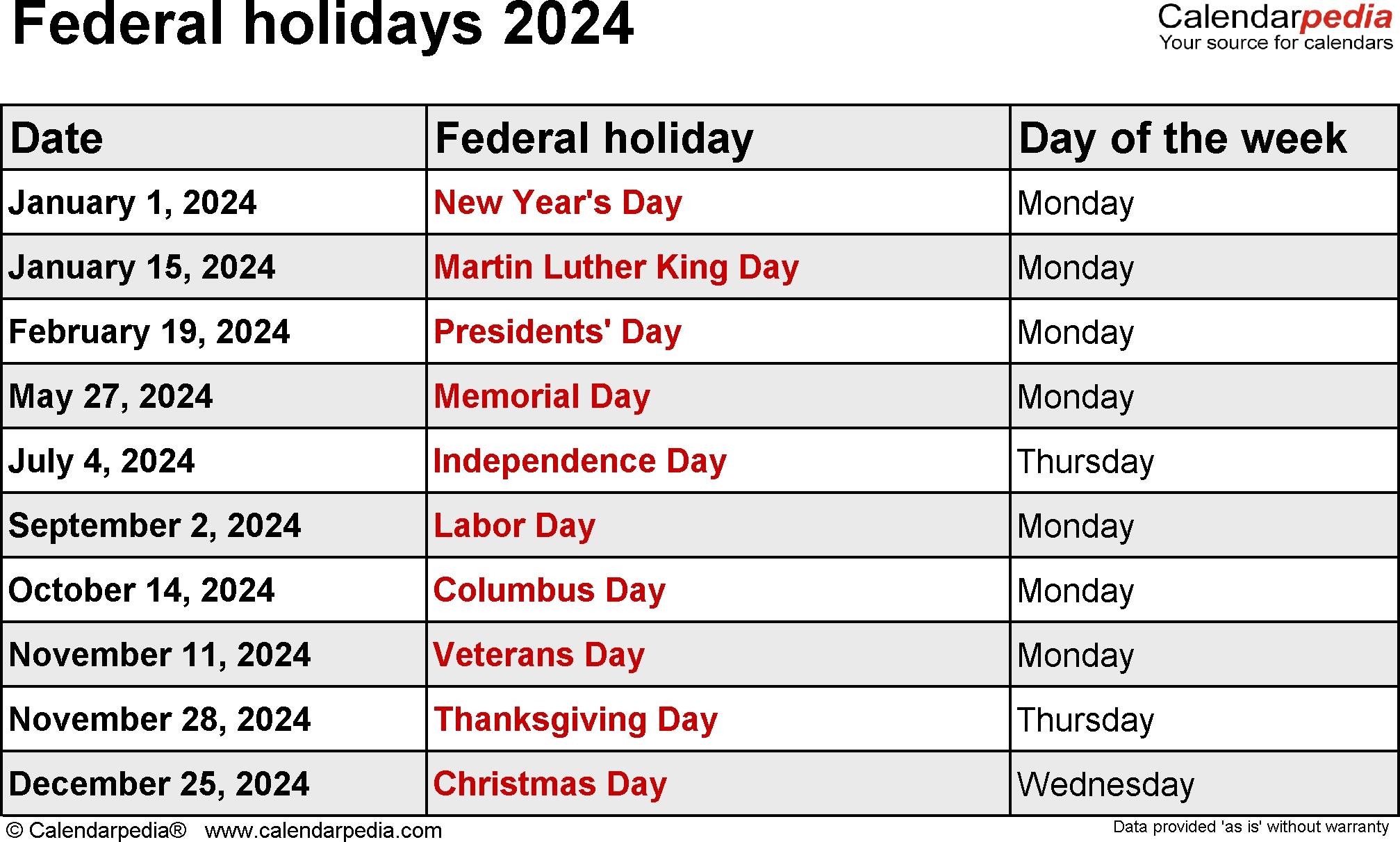 Calendar Of National Days 2024 2024 Calendar Printable