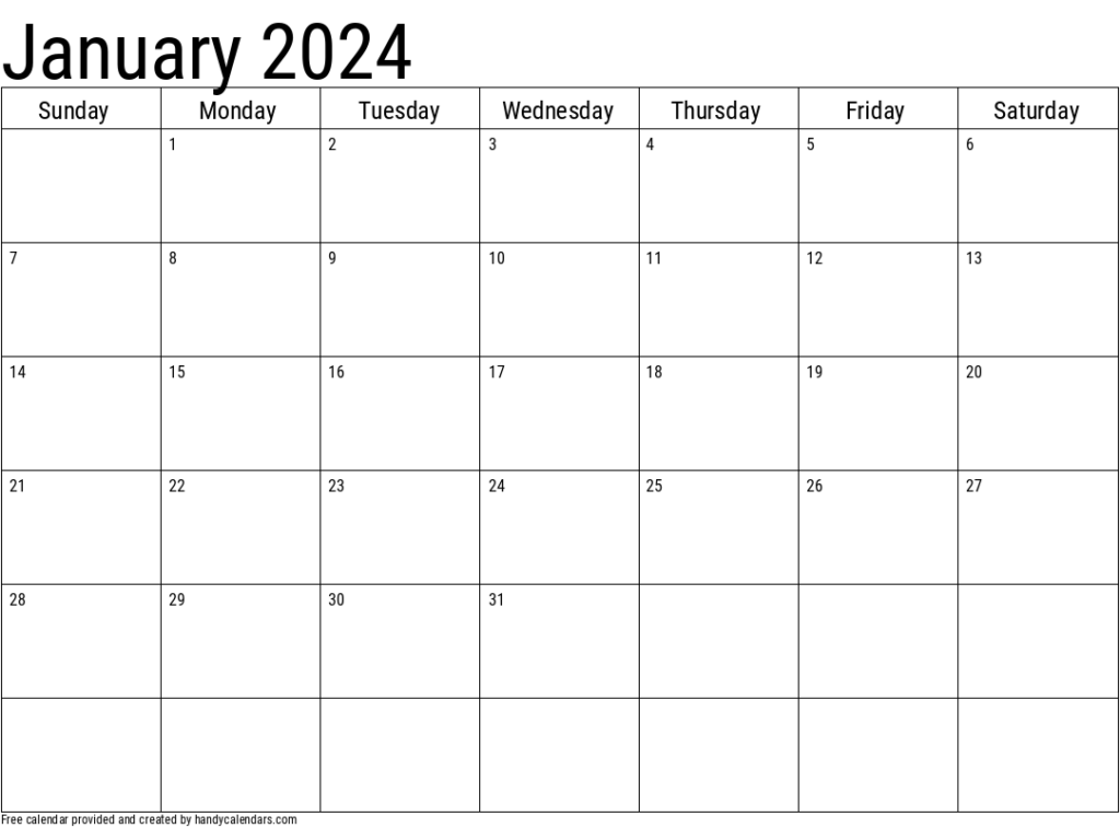 January 2024 Calendar Printable Pdf