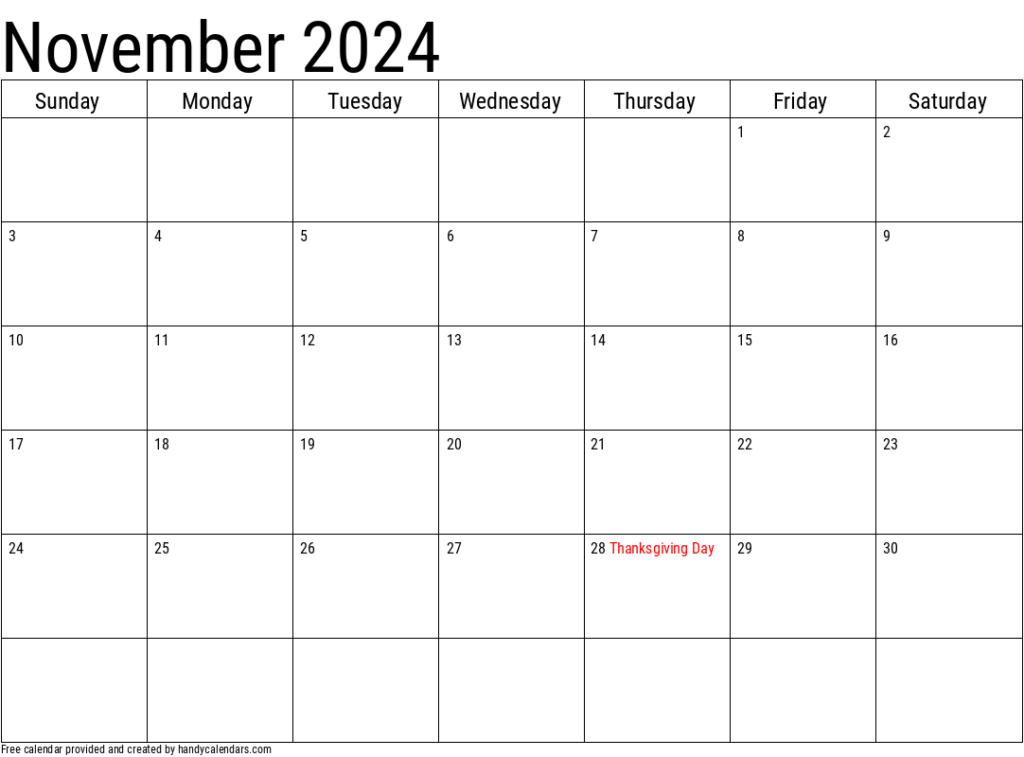 Thanksgiving 2024 Calendar