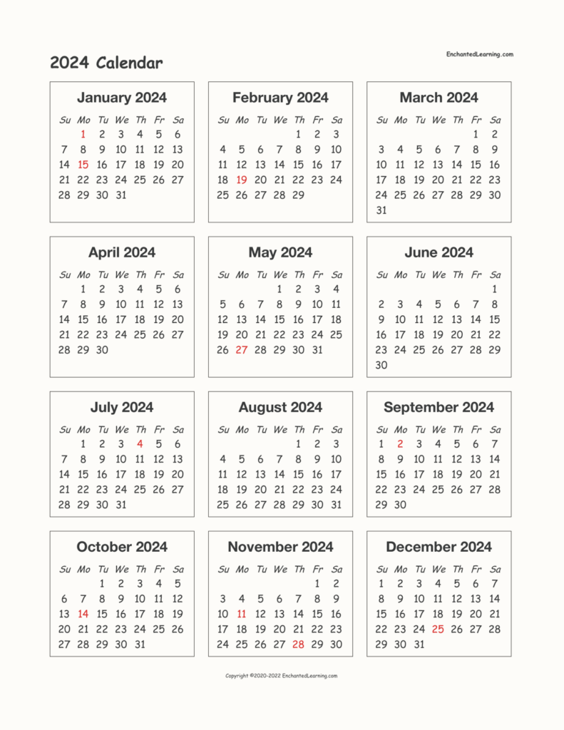 2024 Calendar One Page