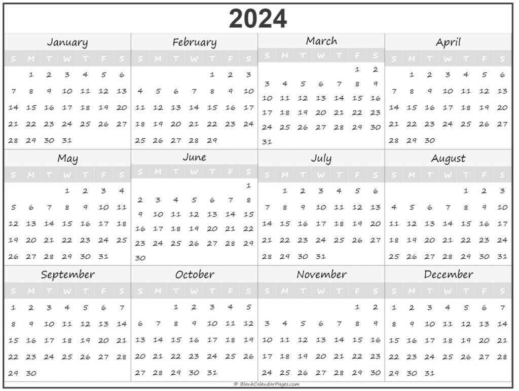 2024 Printable Annual Calendar