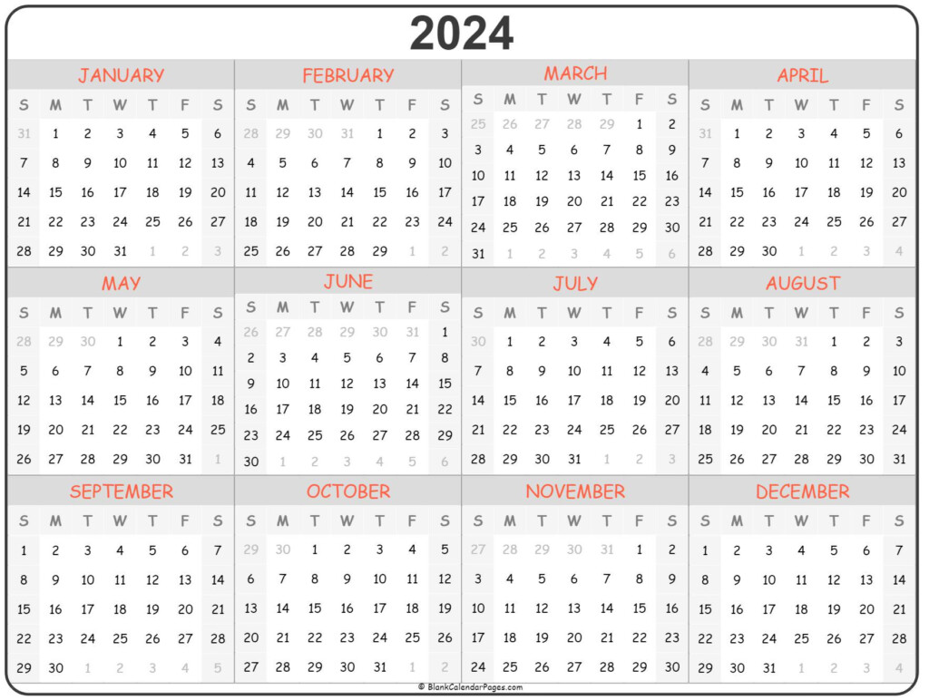 2024 Calendar Year Printable