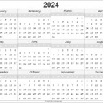 2024 Annual Calendar Printable