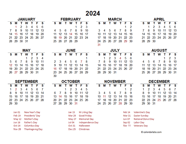 Calendar Labs 2024 Printable