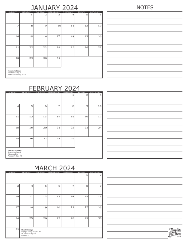 January February 2024 Calendar