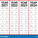 4 Year Calendar 2021 To 2024