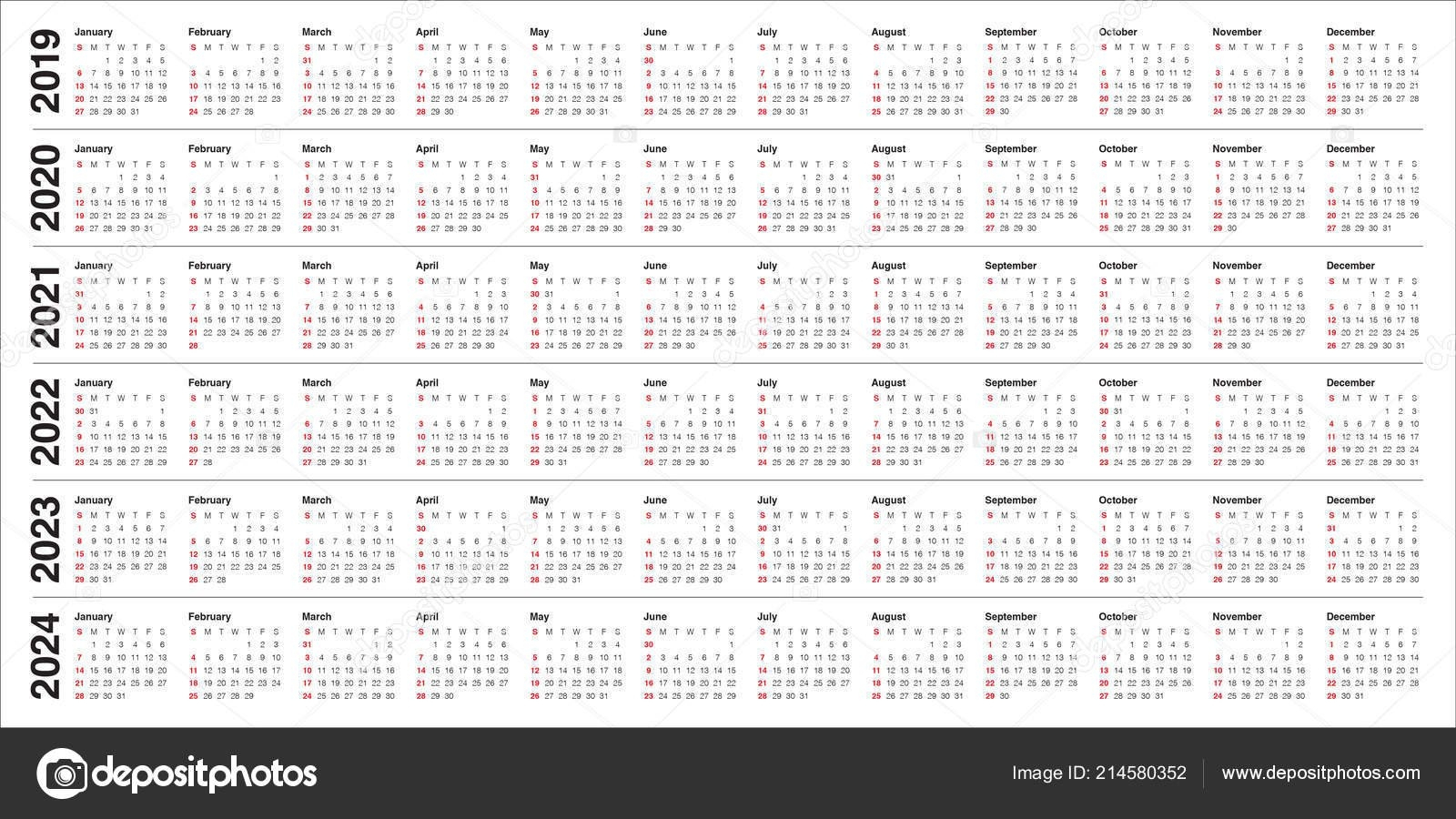 5 Year 2019 To 2024 Calendar 2024 Calendar Printable