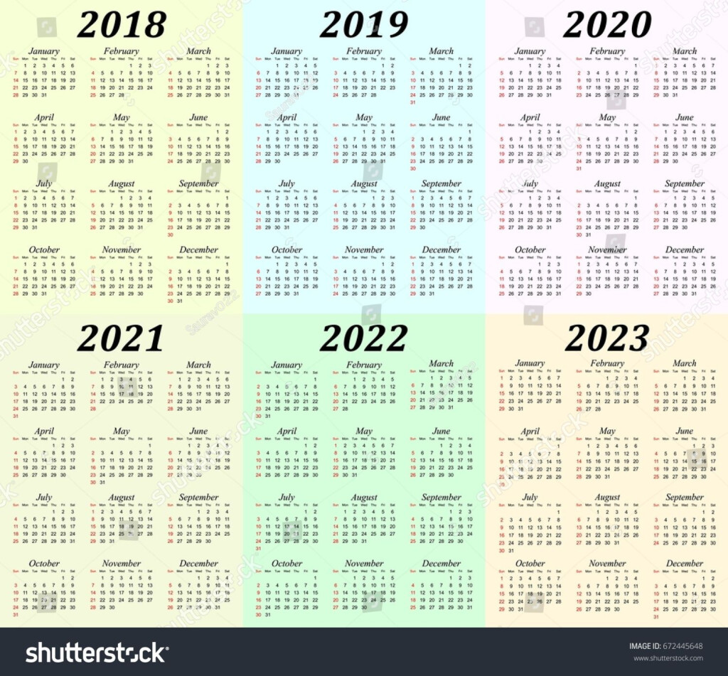 5 Year Calendar 2019-2024