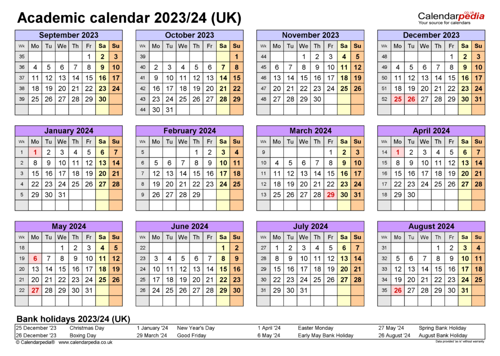 2023-2024 Academic Calendar Template