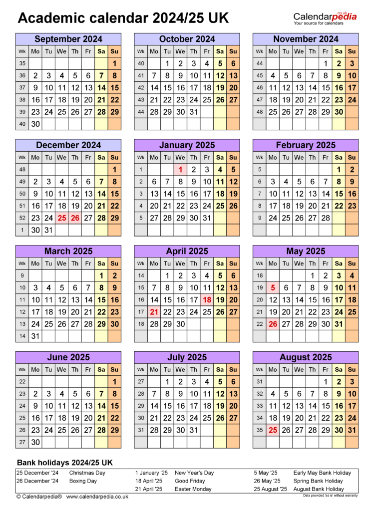 Academic Calendar 2024-25