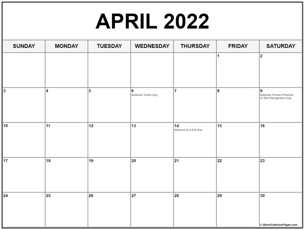 Free Printable April 2024 Calendar With Holidays