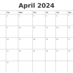 April 2024 Blank Calendar